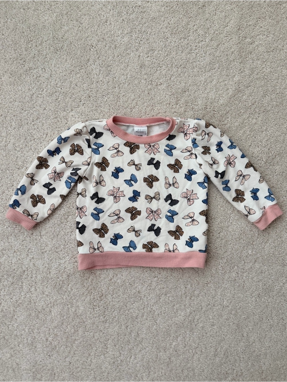 Milkberry Butterfly Print Sweatshirt with Pink Trim
